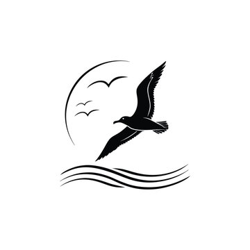 Soaring Bird Silhouette with Outstretched Wings – Minimal Vector Art