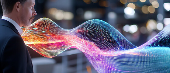 Poster - Innovative business transformation urban environment digital art modern technology close-up view futuristic concepts