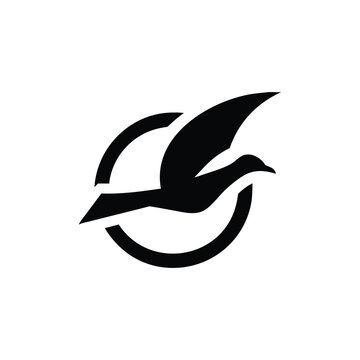 Soaring Bird Silhouette with Outstretched Wings – Minimal Vector Art
