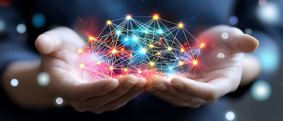 Poster - Innovative technology visualization digital space graphic design future environment close-up view connectivity concept