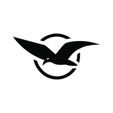 Soaring Bird Silhouette with Outstretched Wings – Minimal Vector Art