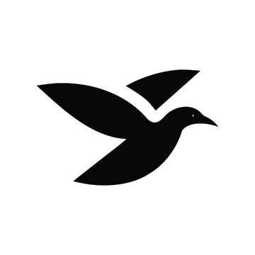 Soaring Bird Silhouette with Outstretched Wings – Minimal Vector Art