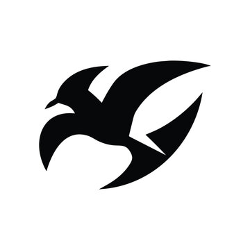 Soaring Bird Silhouette with Outstretched Wings – Minimal Vector Art