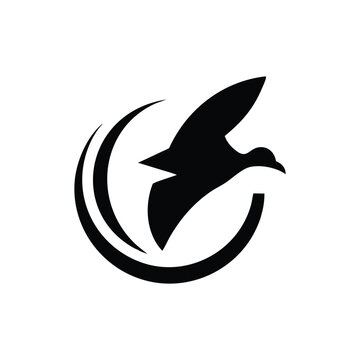 Soaring Bird Silhouette with Outstretched Wings – Minimal Vector Art