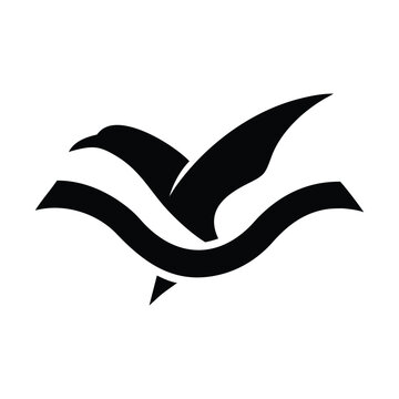 Soaring Bird Silhouette with Outstretched Wings – Minimal Vector Art
