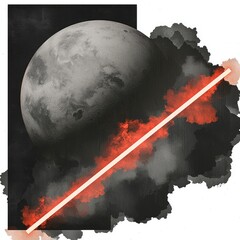 Wall Mural - cosmic collision abstract planet and energy beam