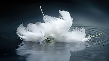 Wall Mural - tranquil floating white feather