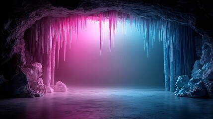 Poster - a hidden crystal cave illuminated by soft ambient light, glowing mineral formations reflecting a spe