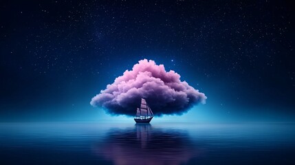 Poster - A floating island surrounded by shimmering waterfalls, glowing fireflies dancing in the twilight, dreamy pastel sky, gentle fantasy atmosphere, magical and mysterious, breathtaking high-end artwork