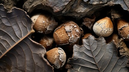 Poster - bark oak leaf acorn