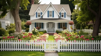 Canvas Print - charming house picket fence