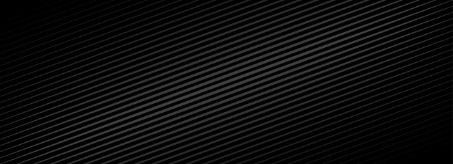 Poster - Black oblique straight line background. Elegant dark linear abstract wallpaper. Luxury stripe gradient texture. Grey diagonal line backdrop for flyer, banner, poster, cover, presentation. Vector