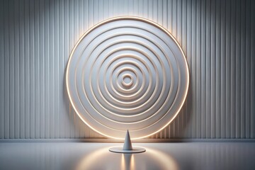 Wall Mural - Illuminated Concentric Circles Backdrop with Minimalist Cone Display