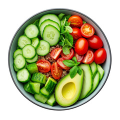 Wall Mural - Fresh Vegetable Salad in Bowl | Healthy Mix of Tomatoes, Cucumber, Onion, and Basil