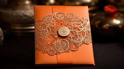 Wall Mural - intricate orange gold foil