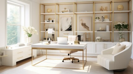 Wall Mural - design feminine office gold