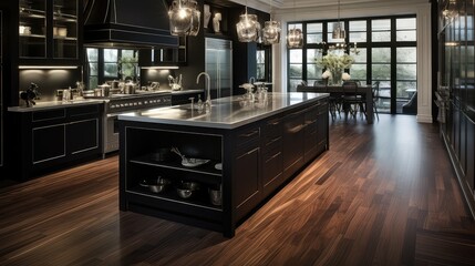 Poster - glossy kitchen wood floor