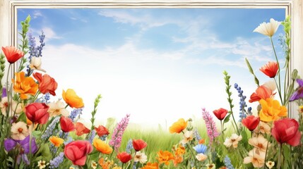 Wall Mural - field spring frame