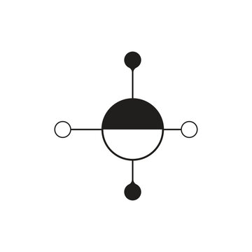Abstract logo design featuring molecule