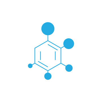 Abstract logo design featuring molecule