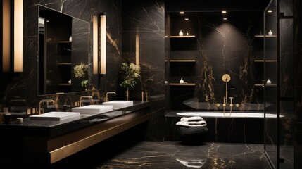 Wall Mural - elegance black marble with gold