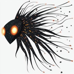 Wall Mural - abstract cosmic creature glowing black space entity with spiky tentacles