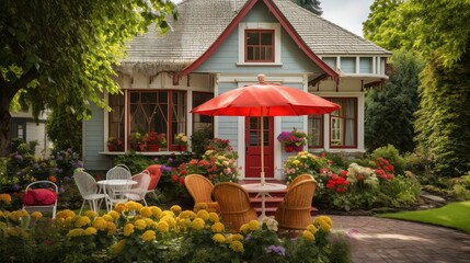 Poster - shade house with umbrella