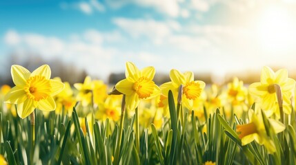 Wall Mural - daffodils spring background vertical