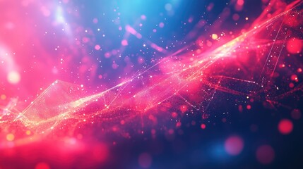 Poster - Abstract red wave data network glowing background