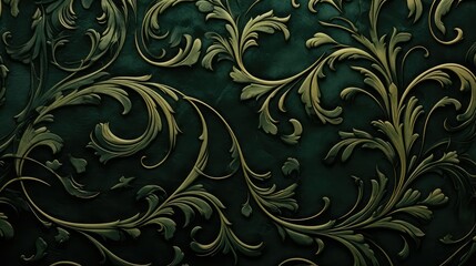 Wall Mural - leaves dark green pattern