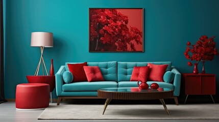 Wall Mural - walls turquoise and red