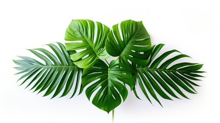 Wall Mural - lush tropical plants on white