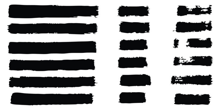 brush line set features vintage Chinese brushstrokes, abstract black ink grungy lines, borders, and emphasis underlines, with a straight, long hand drawn stripes background.