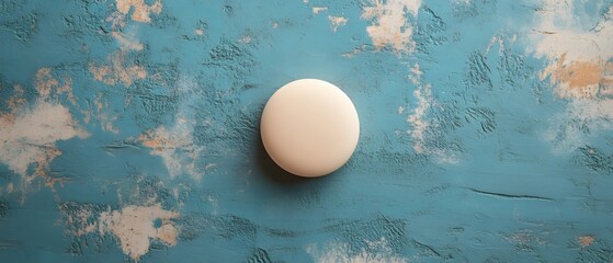 Poster - Minimalist Composition Featuring a Smooth Sphere on a Textured Blue and Beige Surface