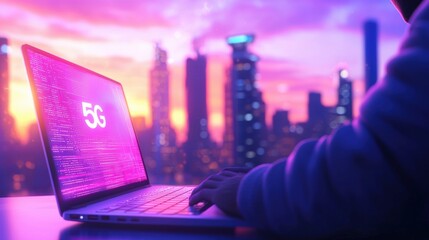 Poster - A person uses a laptop displaying 