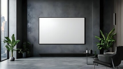  Blank Television Screen Mockup in Modern Office Conference Room for Branding