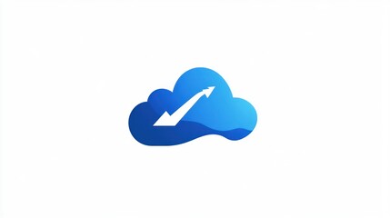Poster - Cloud computing growth, upward trend, digital success, white background, website icon