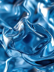 Poster - Abstract Blue Liquid Form with Smooth Surface and Refraction for Modern Design Element