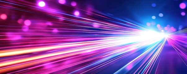 Poster - a vibrant, abstract depiction of colorful light trails moving swiftly, evoking a sense of speed and 