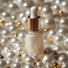 Poster - Luxurious Serum Bottle Amidst Elegant Pearls for Premium Beauty and Skincare