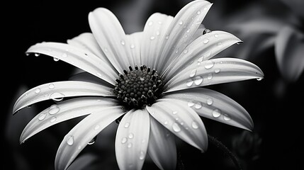 Wall Mural - monochrome black and white daisy