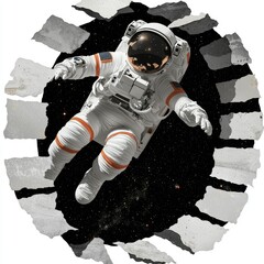 Wall Mural - astronaut breaking through space wall - cosmic exploration