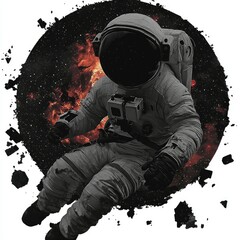 Wall Mural - astronaut in space a dramatic composition