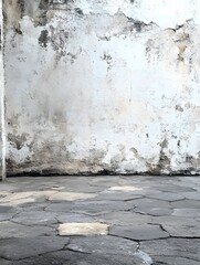 Poster - Distressed Interior with Weathered Wall and Stone Floor for Creative Background Use