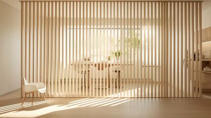 Wall Mural - privacy light wood slats