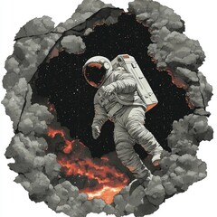Wall Mural - astronaut emerging from a hole in space cosmic breakthrough