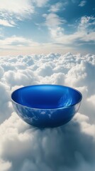 Wall Mural - bright blue bowl floating among fluffy white clouds under a clear blue sky