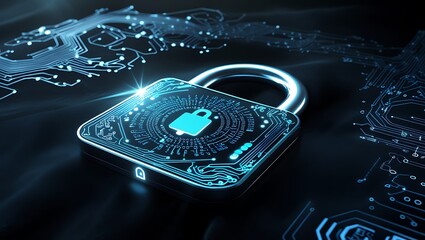computer security concept with lock and chain