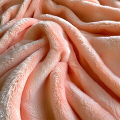 Poster - Soft Peach Faux Fur Fabric Texture Close Up Creating a Swirling Abstract Pattern