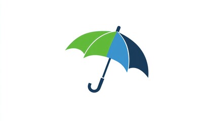 Poster - Colorful umbrella graphic, isolated white background, protection concept, web design